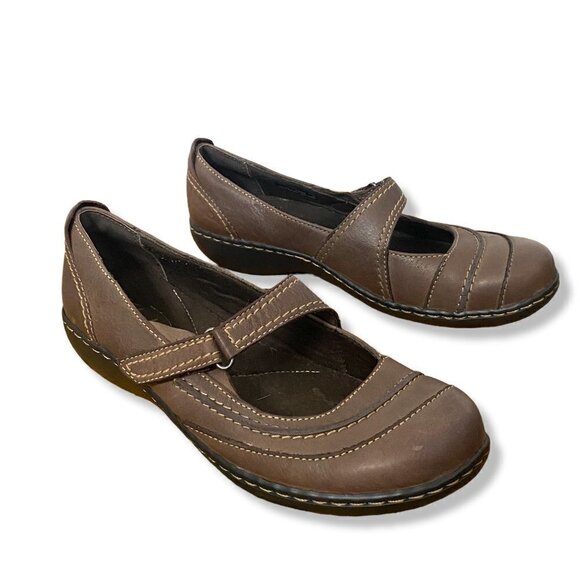 Clarks Bendables Roseville Mary Jane Brown Leather Comfort Shoe Loafers Size 7.5 - Picture 3 of 11